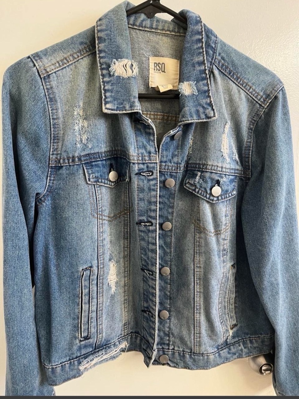 RSQ Light Wash Distressed Denim Jacket